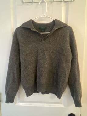 Marshall Field's Vintage Gray Cashmere Polo Sweater